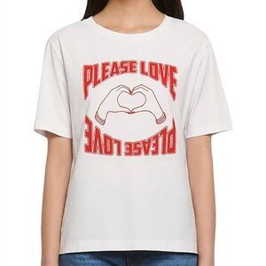 Sandro Paris Lovi Please Love Flocked Short Sleeve Tee In White Size 1